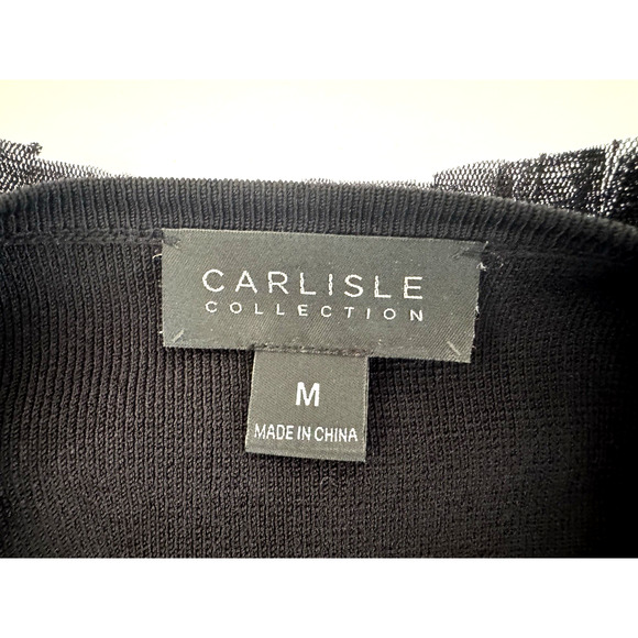 Carlisle Evening Sweater Jacket M Black Knit Bead Sequins Cropped Long Sleeve - Picture 2 of 11